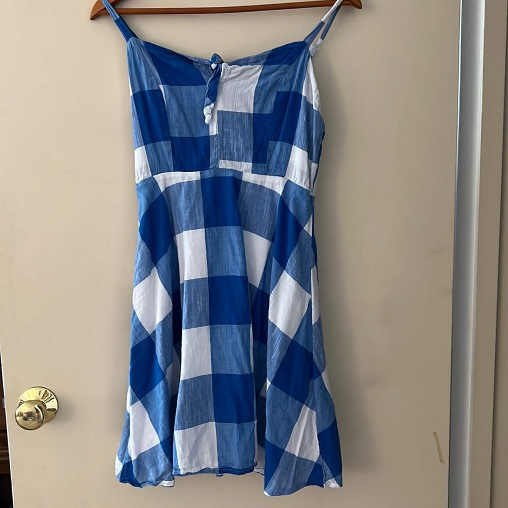 Women’s blue and white plaid summer spaghetti strap dress